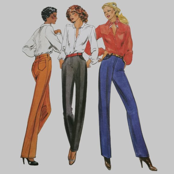 1980s Butterick 6766 Pant Sewing Pattern Waist 25 Modern US 2 Jean Style Trouser - Picture 3 of 6